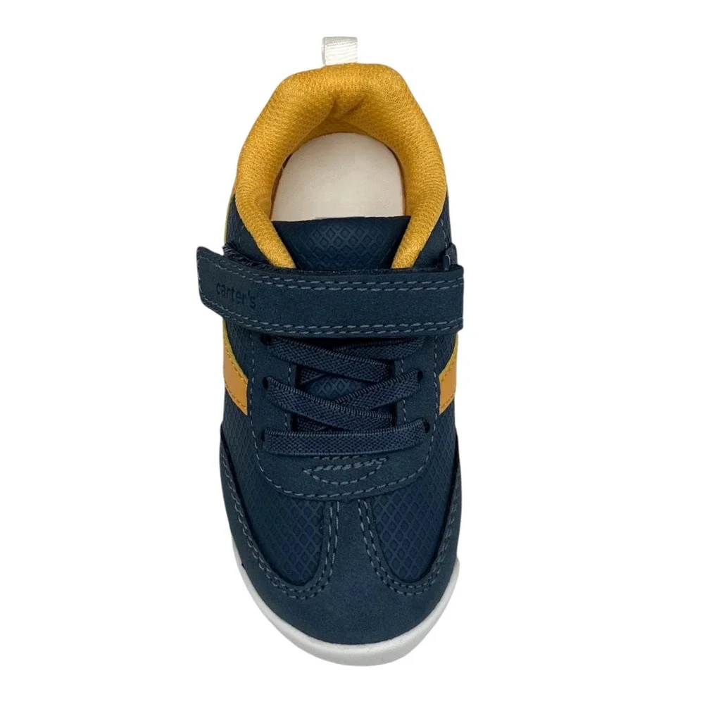 Carters Remi Toddler Boys Casual Slip-on Sneakers Size 7 Navy Mustard Gold Color